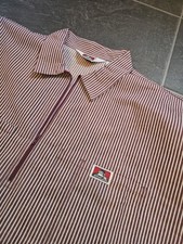 BEN DAVIS MEN'S RED STRIPED 1/2 ZIP WORK SHIRT SZ XL MADE IN USA EUC