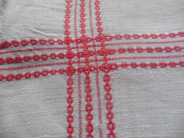 2 ANCIENS TORCHONS PUR LIN BLANC LITEAUX CROISES 80X64 OURLETS MAIN - Photo 4/4