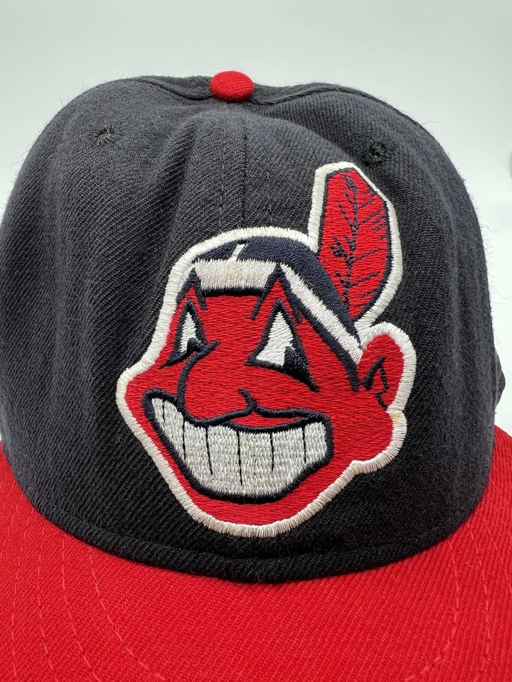 Vintage Cleveland Indians Hat New Era Size 6 3/4 Diamond Wool Fitted Made USA - Image 2 of 4