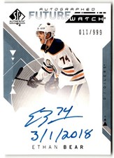 Ethan Bear 2018-19 SP Authentic Future Watch Inscribed Rookie Auto */50 #166