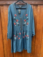 City Chic Teal Embroidered Dress Size XL 22 NWT