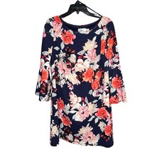 Eliza J Floral Boatneck Career Work Bell Sleeve Shift Fun Preppy Dress Size 14