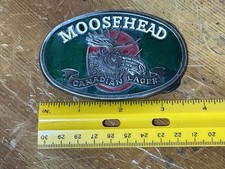 Moosehead Canadian Lager Beer Vintage Belt Buckle Enameled Red And Green 3 1/4"