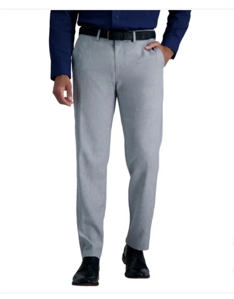 Haggar Mens Comfort Performance Stretch Dress Pants Gray 34x30 5190₽