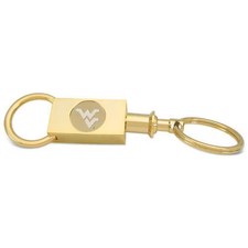 Flying WV Logo Valet Two Section Key Ring - Gold