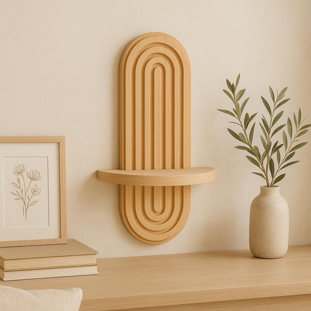 Étagère suspendue en bois naturel pour plantes et bougies dans la chambre