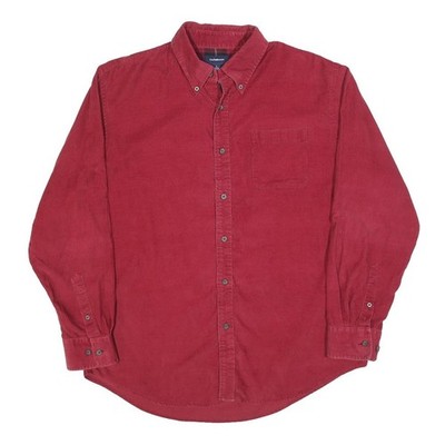 CROFT & BARROW Herren Rot Baumwollmischung Flanell Hemd L Knöpfe Taschen