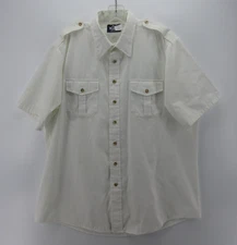 VINTAGE Woolrich Shirt Men XL White Button Up Safari Utility Military 80s 90s *