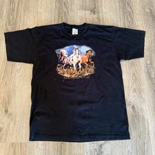 Vintage Y2K 2000s Spirit of the Wild Horses Clouds T-Shirt USA Made Mens Large