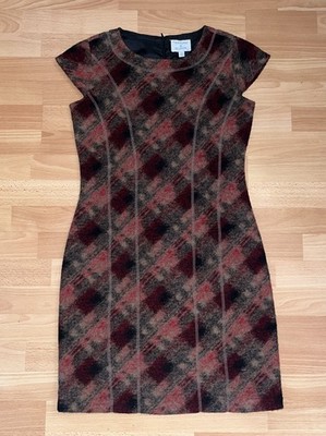Antoni and Alison Woman Shift Dress Autumn Red Brown Wool Blend UK Size M/12 UK