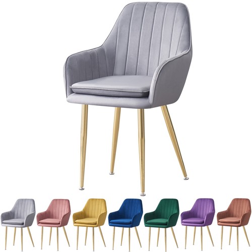 1/2/4 Dining Chair Velvet Padded Seat Armchair w/ Backrest Kitchen Lounge Cafe - Picture 23 of 28