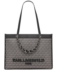 Karl Lagerfeld Paris Black Grey Monogram Chain Tote NWT NEW