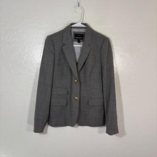 J.Crew Blazer Womens 6 Gray Schoolboy Wool Stretch Gold Button Jacket Workwear
