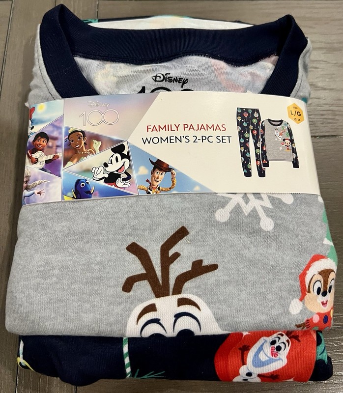 NEW Disney 100 Pixar Holiday Pajamas Women’s Size Large 12-14 Christmas Ornament