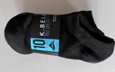 10-Pack K BELL Women's No Show Socks, Black - NWT