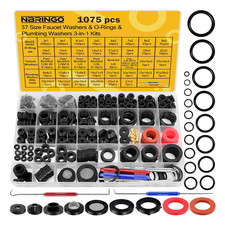 1075PCS O Ring Faucet Washer Kit Plumbing Repair Gasket Set Leak Fix Tool