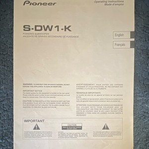 Pioneer S-DW1-K Powered Subwoofer Operating Instructions Manual English French