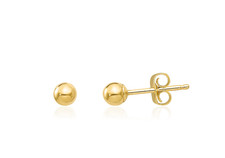 14K Yellow Gold Ball Stud Earrings 3mm Round Minimalist Plain Petite Studs