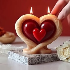 Love Heart Candle Mold Silicone Concrete Gypsum Reusable Home Decor Mould DIY