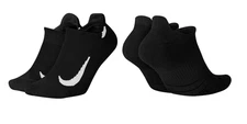 NWT Nike Multiplier Running No-Show Socks (2-Pack), BLACK, SZ Large