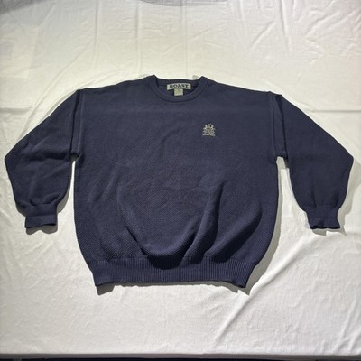 Boast Sweater Mens XL Blue Cotton Knit Crewneck Kebo Valley Golf Crest