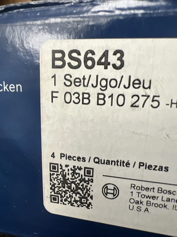 Zapatas de freno de estacionamiento azules Bosch BS643 para Chrysler PT Cruiser 2001-2010 Foto 4 de 4