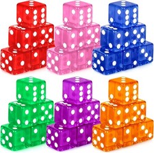 36 Pieces Casino Dice Set 19mm Large Dice Game Acrylic 6 Sided Colored Dice B...