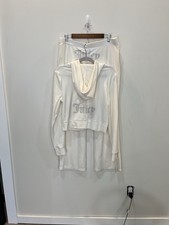 Juicy Couture Velour Bling Tracksuit Beige Women  s Sz L Flare Leg Y2K NWT