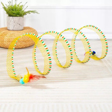 Spiral Tunnel Cat Toy 1Pcs, 25.59 Inches Unfolded with Cat Wand Self Play Collap