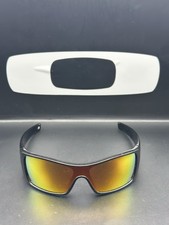 Oakley Batwolf Polished Black Gold History Text W/ Fire Iridium Icons included 