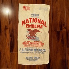 Vintage National Emblem Flour Sack F.G. Ellison Milling Co Cheddar SC Eagle 25lb