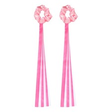 Rainbow Dance Ribbons, Wrist Streamers 20"  2 Pcs  White  Rose Pink