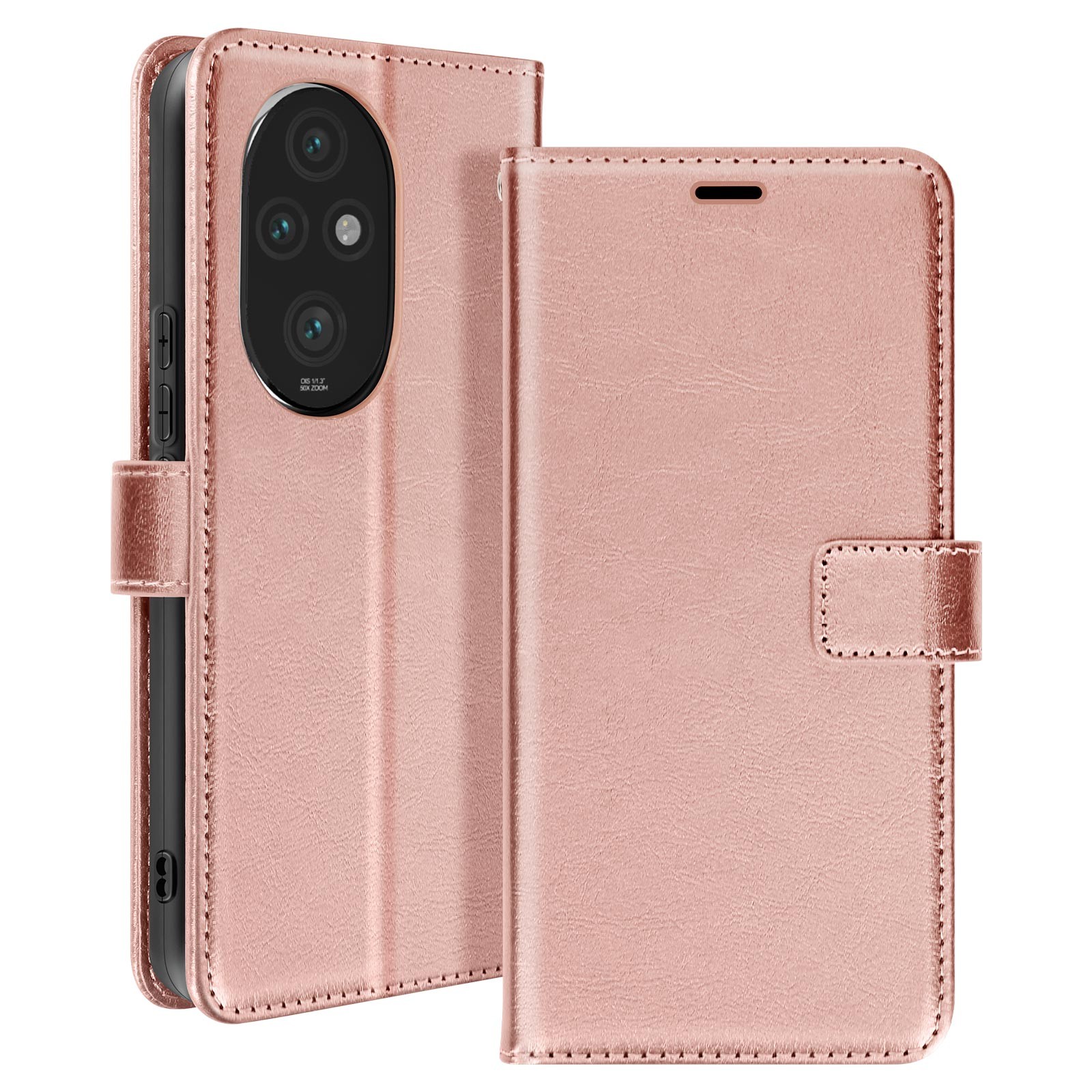 Honor 200 Pro Coque Portefeuille Mayaxess Rose Champagne avec Bracelet