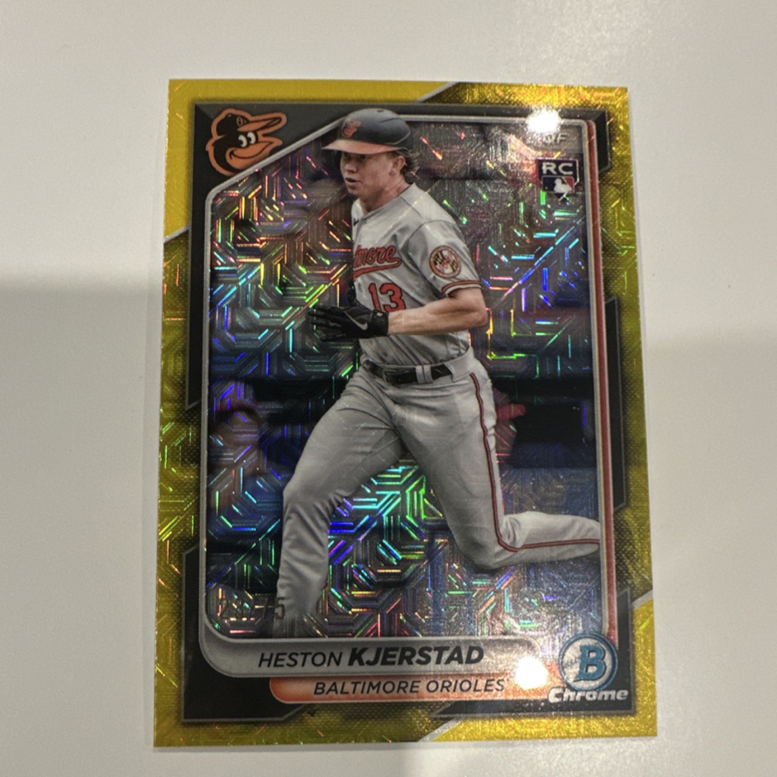 2024 Bowman Chrome Yellow Mojo Heston Kjerstad Orioles RC #44 23/75