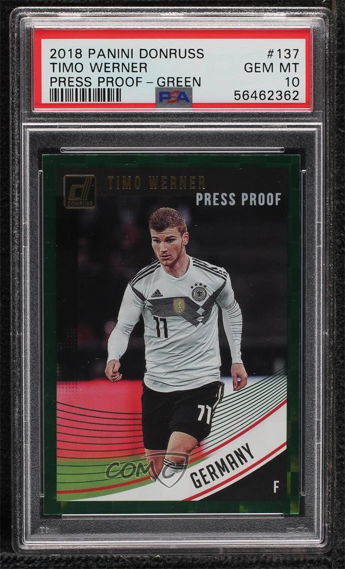 2018-19 Panini Donruss Press Proof Green Timo Werner #137 PSA 10 GEM MT 0m5n