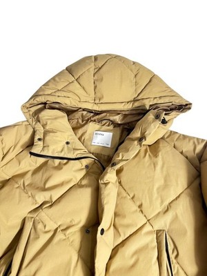 Bershka Men s Hooded Puffer Jacket Beige Quilted Insulated Size M
