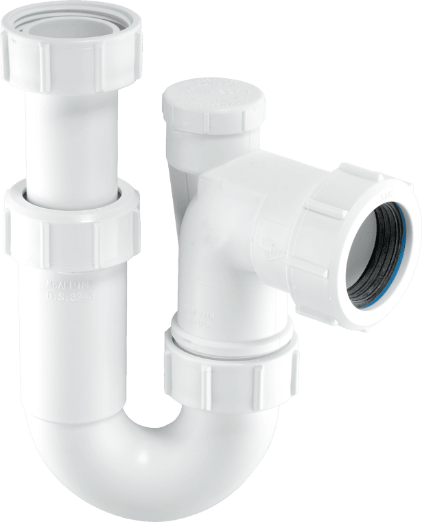 McAlpine ASE10V 75mm Adjust Inlet Tubular Swivel Anti-Syphon P Trap, Uni Outlet