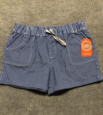 Wonder Nation Girls Shorts XL Blue White Stripe Elastic Waist Drawstring NWT