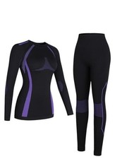 Thermal Underwear Set Womens Long Johns Warm Base Layer X-Large Black Purple