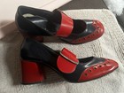 1960’s Vintage STYLEWORTH Mary Jane Heels -Navy & Red Size 6 -6.5 Adorable Mod