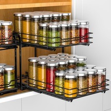 Spice Rack Organizer for Cabinet, 2 Tier Pull Out Spice Racks for Inside Cabinet