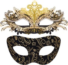 Couple Masquerade Masks Metal Venetian Party Mask Halloween Costume Accessory