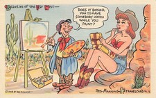 Reg Manning, Beauties of the Far West, Cowgirl Pin-Up, Travelcard No 36