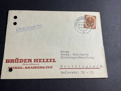 Firmen  Korrespondenz Werbung Aschau, Kraiburg, Glasraffinerie Helzel 1954 - Bild 1 von 2