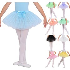 Girls Sequin Children Ballet Tutu Skirt Flowy Tulle Dress Up Dance Recital Kids