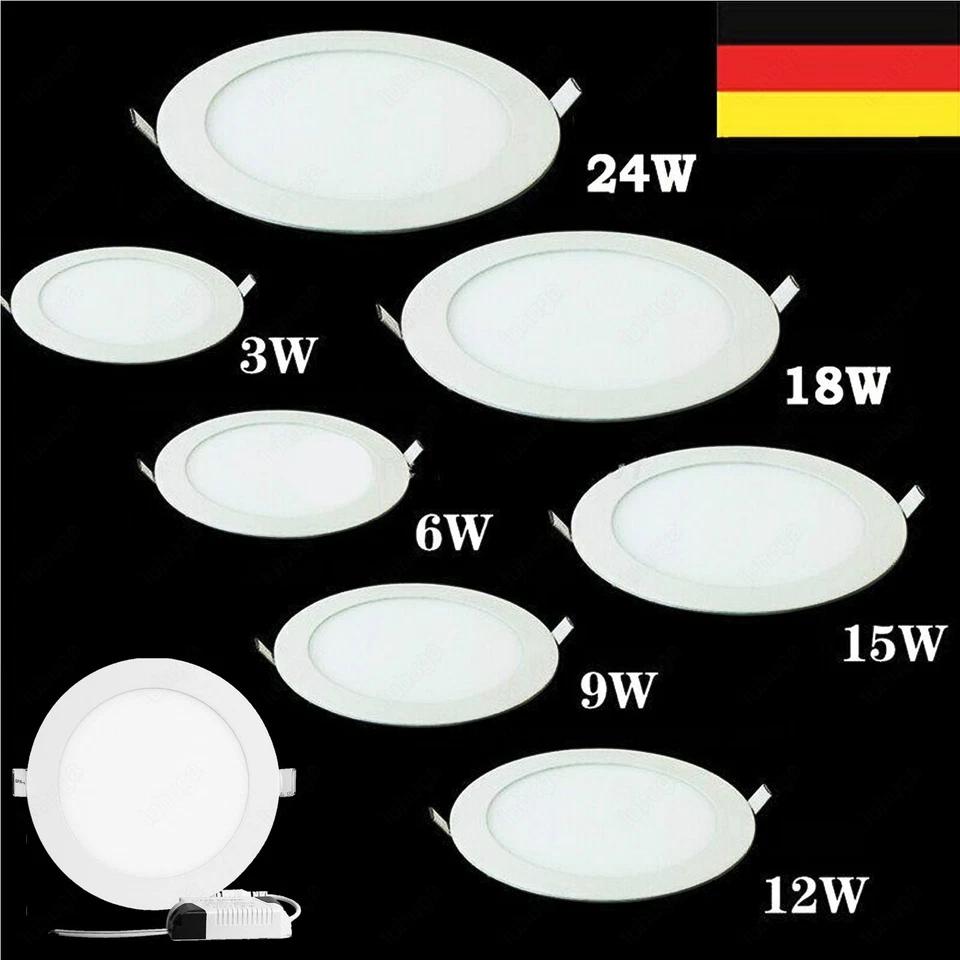 LED Panel Einbaustrahler Einbauleuchte Deckenleuchte flach rund eckig ultraslim - Bild 4 von 4