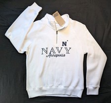 Navy Annapolis Womens 1/4 zip By blue84 . Brilliant White Size M