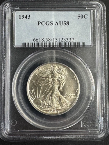 1943 Walking Liberty Half Dollar PCGS AU58 90% Silver Nearly Uncirculated