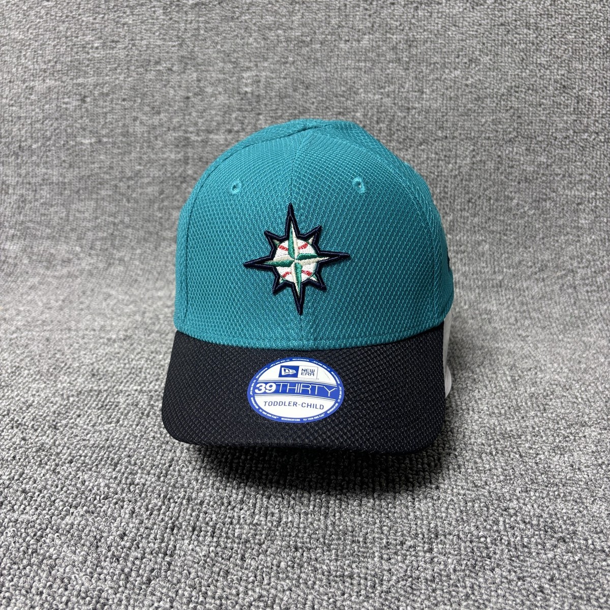 New Era Seattle Mariners 39THIRTY Toddler-Child Stretch Fit Hat Teal Black