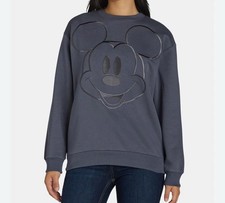Disney Mickey Mouse Face Sweatshirt Blue Crewneck Pullover Size Medium
